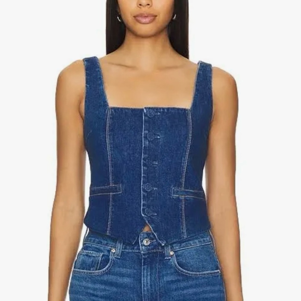 PAIGE Irene Button Front Denim Top